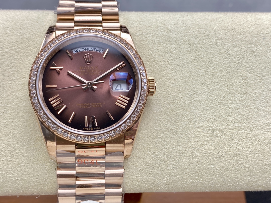 Rolex Day Date 36 Everose Gold Diamond Bezel m128345rbr 0075